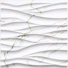 Wave Wall Panels for Interior Wall Decor, White Marble Mixed Gold Thread 3D Wall
