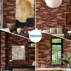 Holydecot Red Faux Brick Wall Tiles 3D Thin Brick Veneers For Indoor Outdoor