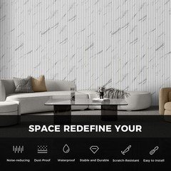 Ouzugie Wpc Acoustic Slat Wall Paneling 8-Pack 114 X 6 Inches 3D Wall Panels