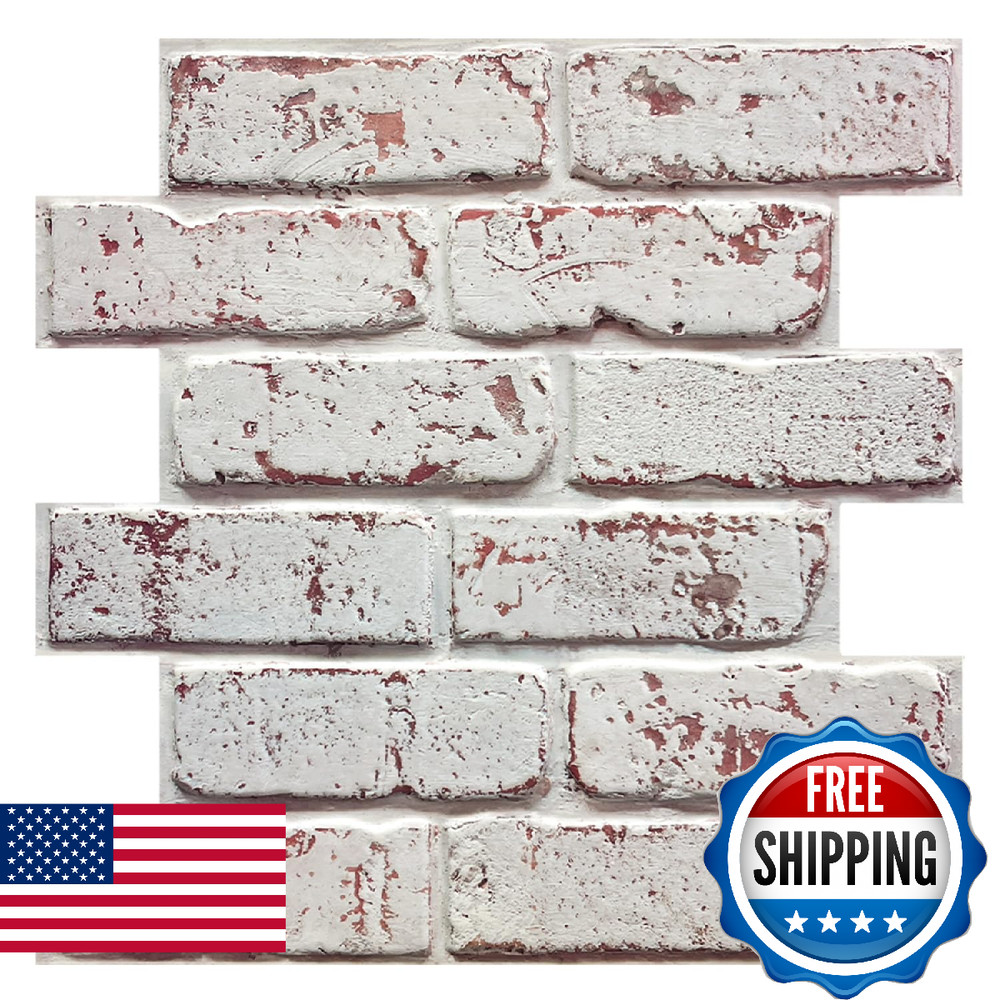 COMSTICKC 3D Faux Brick Wall Panel Peel and Stick, 10 Pcs 12″X12″ Small Size Bri