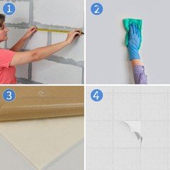 Umedol 40 PCS 3D Wall Panels Self-Adhesive Faux Foam 11.8″x11.8″ White Brick