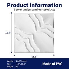 Art3d 33-Pack 3D Textured PVC Wall Panels 12×12″ White – Covers 32 Sq.Ft.