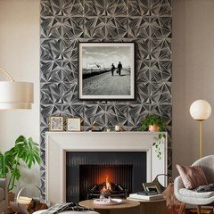 Stickgoo Brushed Silver 3D Wall Panels Interior Wall Decor 12X12 Diamond Accent