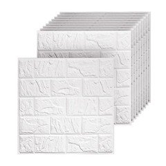 Umedol 40 PCS 3D Wall Panels Self-Adhesive Faux Foam 11.8″x11.8″ White Brick