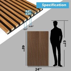 Art3d 4-Pack 48×24 Acoustic Wood Panels Wall Ceiling – Teak
