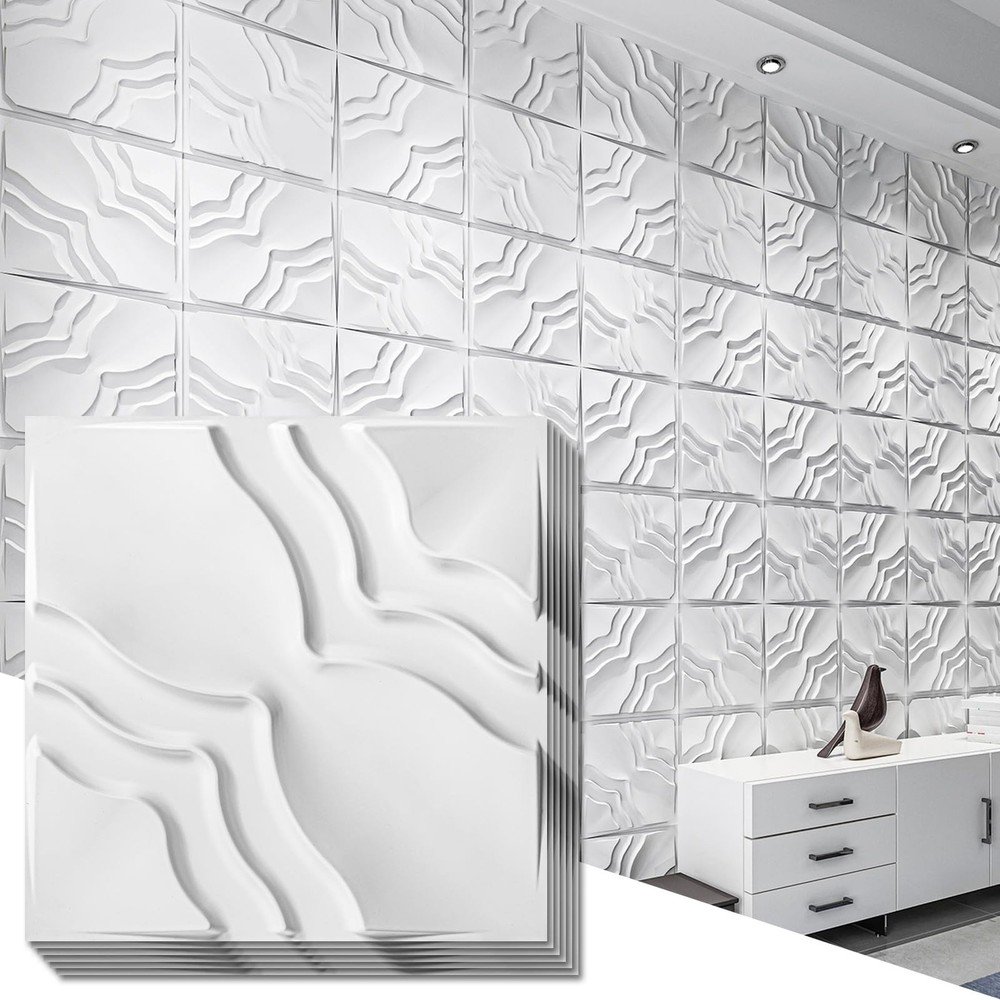 Art3d 33-Pack 3D Textured PVC Wall Panels 12×12″ White – Covers 32 Sq.Ft.