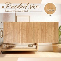 Juexica 2 Pcs Natural Bamboo Wall Panel 24 X 96 Inch Bamboo Covering Renewable