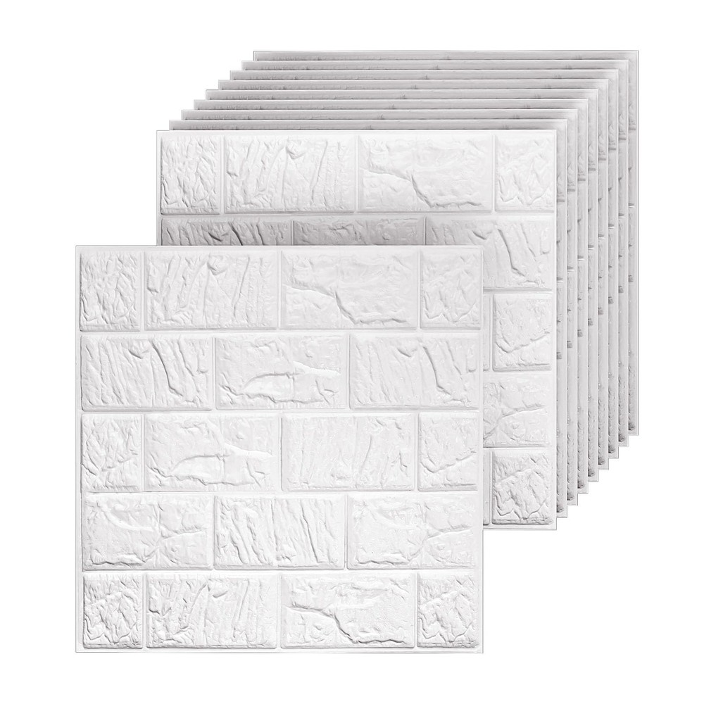 Umedol 40x 3D Wall Panels Peel & Stick Faux Foam 11.8′ White Brick Decor