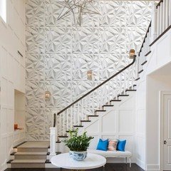STICKGOO 3D Diamond Wall Panels White Marble Mixed Gold Interior Decor