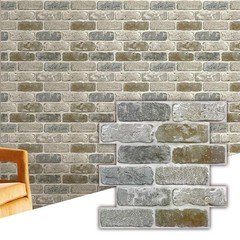 Commomy 10 Pcs 3D Faux Brick Peel and Stick – 11.8″x11.8″ Thin PVC Wall Panel