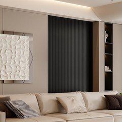 Yll Yll Pvc Slat Wall Panel Peel And Stick 236X 15.7 Faux Black Wood Grain Slat