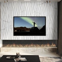 Wave Wall Panels for Interior Wall Decor, White Marble Mixed Gold Thread 3D Wall