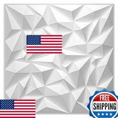 Art3d 19.7″x19.7″ 3D Wall Panels Diamond Design Pack of 12 White, 32 Sq Ft