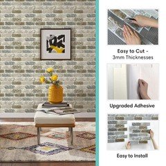 Commomy 10 Pcs 3D Faux Brick Peel and Stick – 11.8″x11.8″ Thin PVC Wall Panel
