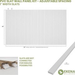 Ekena Millwork 47H X 3/8T Pvc Adjustable Slat Wall Panel Kit W/ 1W Slats