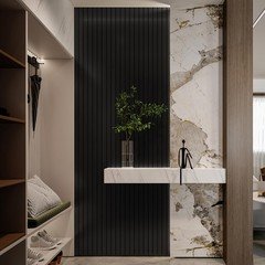 Yll Yll Pvc Slat Wall Panel Peel And Stick 236X 15.7 Faux Black Wood Grain Slat