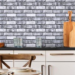 COMSTICKC 3D Faux Brick Wall Panels 10-Pack, 12″x12″ Peel & Stick Gray PVC Tile