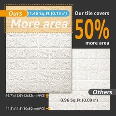 Art3d 3D White Brick Foam Wall Panels 43.5 sq ft, Peel & Stick, 30-Pack