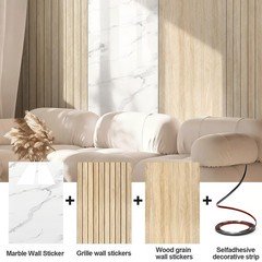 Chejiaye Wood Slat Peel And Stick 3D Wall Panel -23.6X118Soundproof