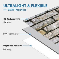 Comstickc 3D Stone Wall Panel Peel And Stick12 Pcs Of 22.8 X 11.8 Diy