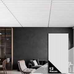 12PCS Ceiling Panel 2×4 Feet, PVC Decorative Ceiling Covering Panel,White