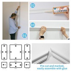 Art3D Pre-Cut Wall Molding Set Of 6 Pcs Ready-To-Assemble Wainscoting Panels