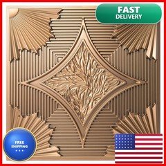 Art3D Drop Ceiling Tiles 24X24 In Bronze 12-Pack 48 Sq.Ft 3D Wainscoting Panels