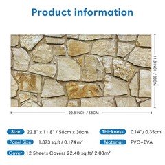 Comstickc 3D Faux Stone Wall Panels Peel And Stick 12 Pcs 22.8 X 11.8 Diy
