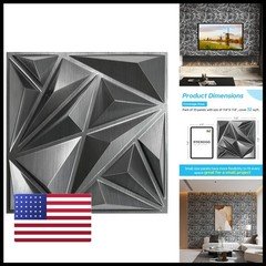 Stickgoo Brushed Silver 3D Wall Panels Interior Wall Decor 12X12 Diamond Accent