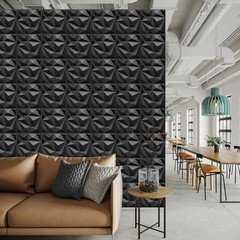 LEVOWAY 33 Pack 12”x12” Black Diamond Design 3D Wall Panels Interior Wall