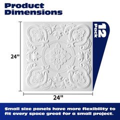 Art3Dwallpanels 12 Pack Drop Ceiling Tiles 24 X 24 Inch High Grade Pvc 3D Wall