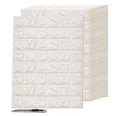 Art3d 3D White Brick Foam Wall Panels 43.5 sq ft, Peel & Stick, 30-Pack