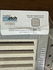 Made2Match MAG-X 12 Removable White Ceiling Exhaust Fan Cover 12”x12”Opening-NEW
