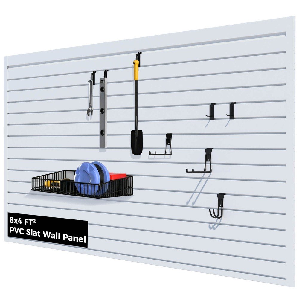 8 FT x 4 FT Wall Mounted PVC Wallpanel, Heavy Duty Slat Wall Paneling Sheets