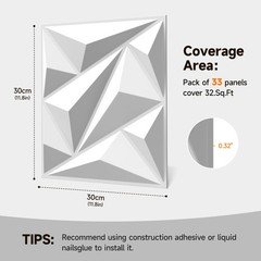 INMOZATA 3D Wall Panels for Interior Wall Decor, 33 Pack 12 x 12 Inch Decorative