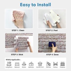 COMSTICKC 3D Faux Brick Wall Panel Peel and Stick 10 Pcs 12X12 Small PVC Decorat