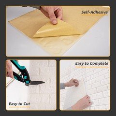 Art3d 3D White Brick Foam Wall Panels 43.5 sq ft, Peel & Stick, 30-Pack