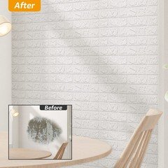 Art3d 3D White Brick Foam Wall Panels 43.5 sq ft, Peel & Stick, 30-Pack
