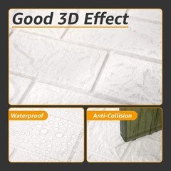 Art3d 3D White Brick Foam Wall Panels 43.5 sq ft, Peel & Stick, 30-Pack