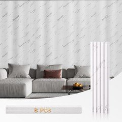 Ouzugie Wpc Acoustic Slat Wall Paneling 8-Pack 114 X 6 Inches 3D Wall Panels
