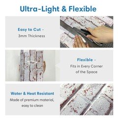 COMSTICKC 3D Faux Brick Wall Panel Peel and Stick 10 Pcs 12X12 Small PVC Decorat