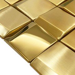 Parrotile 3D Wall Panels Golden 2X2 Metal Mosaic Tile Sheets Backsplash Accent