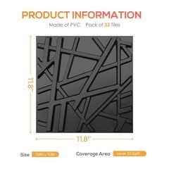 Levoway 33 Pack 3D Wall Panels For Interior Wall Decor 12X12 Black Accent