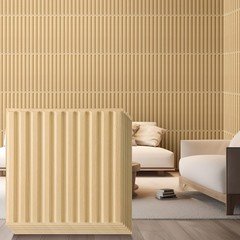 Nuanchu 32 Pcs 3D Slat Wall Panels, 12″x12″ PVC Fluted Wall Paneling for Interio