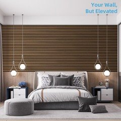 Art3d Acoustic Lightweight Slat Wall Panel 94 x 12.6 in 4-Piece Walnut