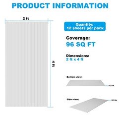12PCS Ceiling Panel 2×4 Feet, PVC Decorative Ceiling Covering Panel,White