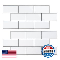 V-Mozza Peel And Stick Backsplash Tile 20 Sheets White Subway Tile Backsplash