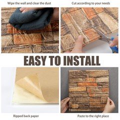 Colarr 60 Pcs 58 Sq Ft 3D Wall Panels Peel And Stick Faux Foam 3D Brick