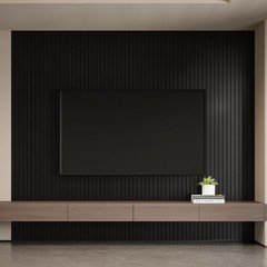 Yll Yll Pvc Slat Wall Panel Peel And Stick 236X 15.7 Faux Black Wood Grain Slat