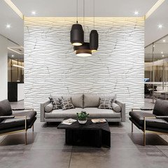 Wave Wall Panels for Interior Wall Decor, White Marble Mixed Gold Thread 3D Wall